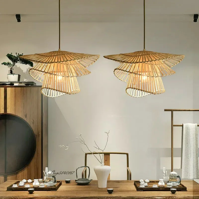 Plafonnier Décoratif en Rotin