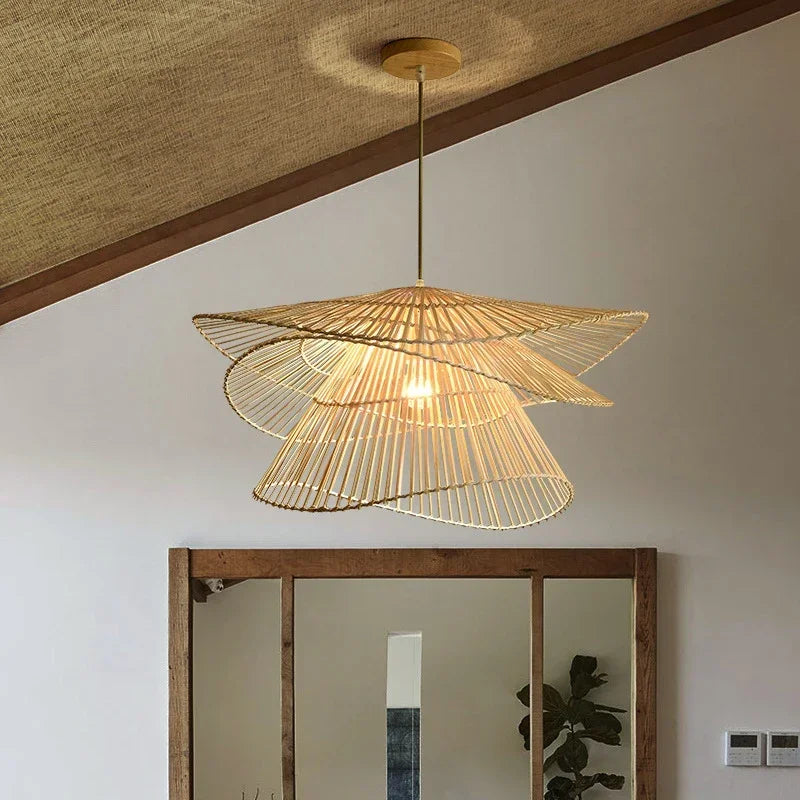 Plafonnier Décoratif en Rotin